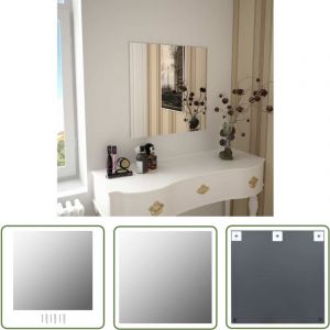 The Living Store Miroir mural carr&eacute; 60 x 60 cm Verre - Miroir Mural - Miroir Design - Miroir Argent&eacute; - Miroir Salle De Bain - Miroir Chambre