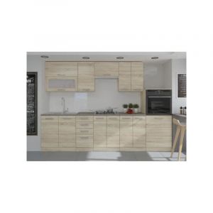Sans Marque - lassen Cuisine complete l 300 cm avec demi-colonne four et hotte - D&eacute;cor chene sonoma