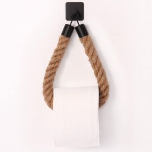 Porte-Papier Toilette,Porte-Serviette en Corde de Chanvre pour Salle de Bain et Cuisine Porte-Papier Salle de Bain Support de Rouleau de Serviette