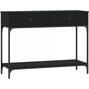 Décoshop26 - Meuble d'entrée table console design élégant avec tiroirs 100 x 34,5 x 75 cm bois d'ingénierie et métal noir DEC032071