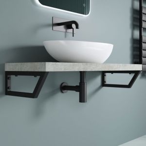 Doporro - 1 pièce equerre de fixation plan de toilette étagère tablette murale acier inox noir 50cm WH02