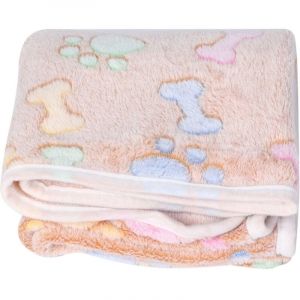 Tapis chaud à motif d'os de patte pour animal de compagnie, couverture pour chien et chat, coussin de lit d'automne et d'hiver (marron 104x76cm).A