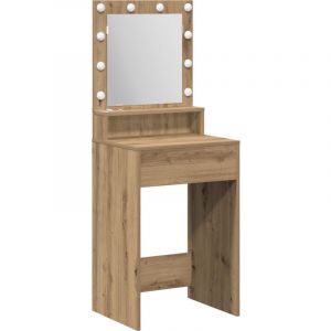 Coiffeuse avec éclairage led en chêne artisan, 50x41x135 cm Vidaxl