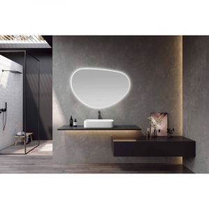 Saniclass Organic Miroir Sim - 80x53.3cm - &eacute;clairage - chauffe-miroir - horizontal/vertical - organique