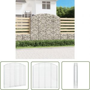 Kalisse - The Living Store Panier de gabions arqué 200x30x180/200 cm Fer galvanisé - Paniers De Gabions - Mur De Gabions - Clôture Végétale