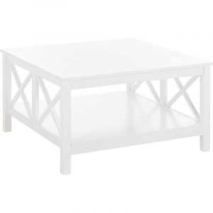 Table Basse 80 x 80 cm en mdf Laqué Blanc avec Plateau de Rangement de Style Traditionnel et Rustique pour Salon Moderne ou Scandinave Beliani