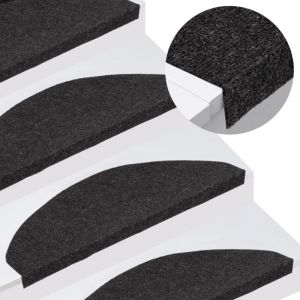 Design In - Tapis d'escalier autocollants 15 pcs,Marchettes d'escalier,Protections d'escalier 65x22,5x3,5 cm Noir CFW84283
