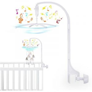Support lit b&eacute;b&eacute; Lit berceau Bras mobile, avec bo&icirc;te &agrave; musique m&eacute;canique et support allong&eacute; support &eacute;crou vis &agrave; vis cloche, sans jouets pour b&eacute;b&eacute; et
