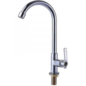 Treetalk - Robinet d'évier d'eau froide à poignée unique, un trou, montage sur pont à Arc élevé, robinet de barre en acier inoxydable