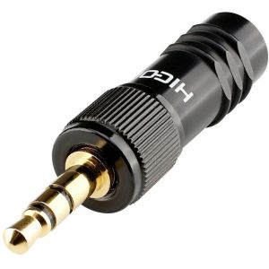 Hicon - Jack 3.5 mm mâle, droit HI-J35S-SCREW-M Nombre de pôles (num): 3 stéréo noir 1 pc(s) - noir