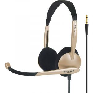 CS100i Casque d'Écoute Filaire avec Microphone Anti-bruit pour Bureau Vidéoconférence Beige - Beige - Koss