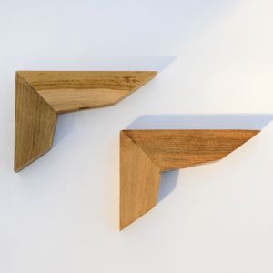 Equerre en Bois Teck Huil&eacute;e - 22x75x105mm - Fixation pour Etag&egrave;re Murale