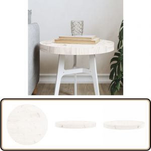 Dessus de table rond blanc Ø40x3 cm bois de pin massif - Dessus De Table - Plateau De Table - Bois De Pin - Table Ronde - Meuble De Salle à Manger
