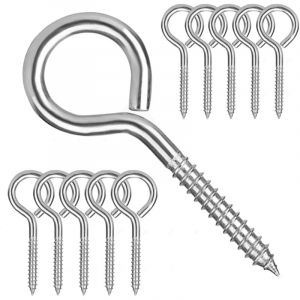 12 Pièces M6 Piton à Visser en Acier Inoxydable 304 Mouton Oeil Rond Auto Taraudeuse Vis à Anneau Crochets à Oeil Boulon à œil Crochets Piton à Vis