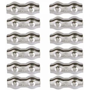 Serre-c&acirc;ble , Serre Cable Acier 3mm 12 Pi&egrave;ces Serre C&acirc;bles Duplex Pince de C&acirc;ble Acier inoxydable 304 D'agrafe de C&acirc;ble,C&acirc;ble Poign&eacute;es pour 2mm C&acirc;ble