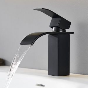 CECIPA MAX Robinet Lavabo Cascade, Mitigeur Salle Bain Cascade avec bec Hauteur Mitigeur Lavabo Robinet Salle Bain en Inox, noir