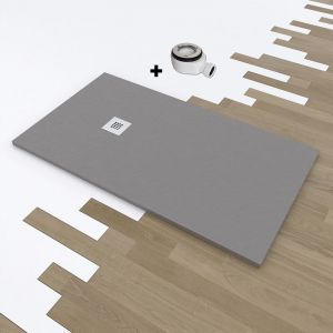 Platos De Ducha Y Mamparas - Receveur de douche deluxe extra-plat 90x110 cm Gris clair