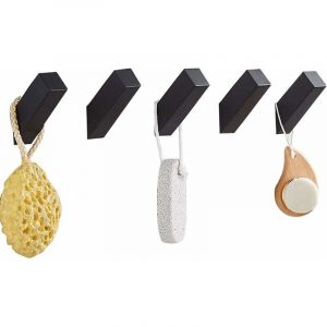 Pat&egrave;re Murale, Salle De Bain pour Peignoirs, Porte-Serviettes, Chapeaux, Accessoire Salle De Bain Acier inox Noir Bross&eacute; Mat,Noir,5 Pack