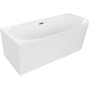 Mexen - Baignoire Mia en &icirc;lot gauche 150 x 75 cm, blanche, d&eacute;bordement gun gray bross&eacute; - 52691507500L-66