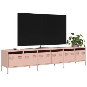 Vidaxl - Meuble tv rose 202x39x43,5 cm acier lamin&eacute; &agrave; froid