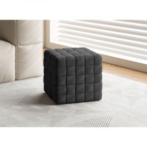 Pouf carré en velours noir tressé MALEK