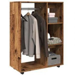 Petite armoire dressing sur roulette 1 penderie 3 &eacute;tag&egrave;res 80cm - Collection Event-Marron noisette