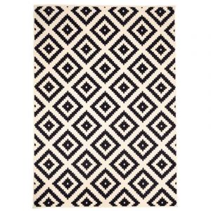 Dezenco - Tapis salon et chambre 140x200 crème rectangle tissé motif scandinave LYN1 orma