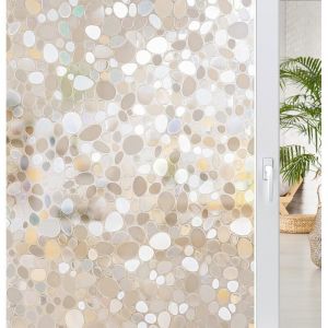 Film &eacute;lectrostatique d&eacute;coratif pour fen&ecirc;tre, motifs galets - Non-adh&eacute;sif, en verre teint&eacute; , Pebble Pattern, 44.5200CM