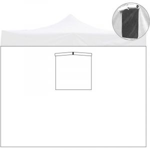 B&acirc;che lat&eacute;rale blanche imperm&eacute;able 3x2 m avec fen&ecirc;tre pour tonnelle pliante Market-Pro