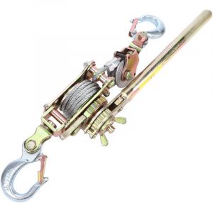 Tire Fort Dispositif, Manuel Treuil Horizontal &agrave; Cliquets, Tire Cable Fort avec 2 Crochets pour Remorque ou Effacer Les D&eacute;bris, Portable Tendeur