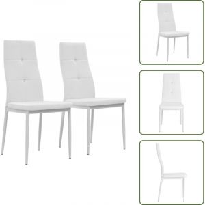 Vidaxl - Chaises &agrave; manger lot de 2 blanc similicuir - Chaise De Salle &agrave; Manger - Chaises Modernes - Chaises Blanches - Chaises En Simili Cuir