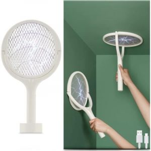 Anti Moustique Raquette Electrique Insectes Raquette Moustique Electrique T&ecirc;te Rotative USB Rechargeable Tapette &agrave; Mouche &eacute;lectrique