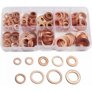 Ontway - 200pcs Rondelle Flat en Cuivre Ring Métriques Coffret de Rondelle Joint Assortiment 9 Tailles M5-M14 Avec Boîte Joint de Bouchon de Puisard