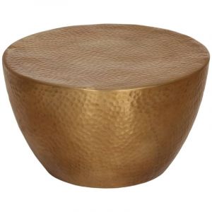 Table basse martel&eacute;e en aluminium &Oslash; 50x30 cm laiton