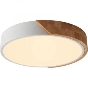 LED Plafonniers en Bois, Luminaire Plat Moderne Encastr&eacute;, Plafonniers pour Salle &agrave; manger Couloir Salon Cuisine Chambre, &Oslash;30cm 5cm, 18W, Blanc Chaud,