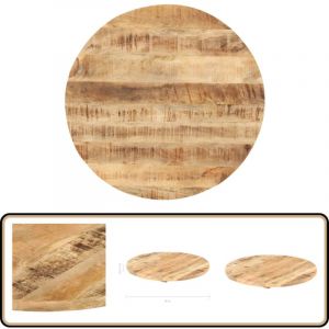 Dessus de table Bois de manguier solide Rond 25-27 mm 80 cm - Dessus De Table - Plateau De Table - Table Ronde - Bois De Manguier - Meuble Industriel