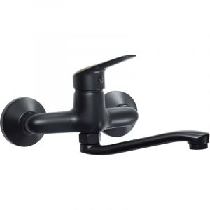 Mitigeur d'évier mural noir mat avec bec de 25 cm Deante BORO BMON50M Noir mat
