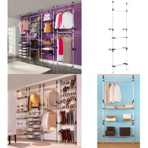 Vidaxl - Système de garde-robe télescopique barres et étagère Aluminium - Système De Rangement - Armoire Télescopique - Dressing Pliable