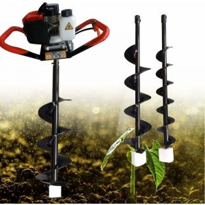 Tari&egrave;re &agrave; essence avec 3 embouts de forage 100/150/200 mm, 52 CC 2 temps &agrave; essence, poteau de cl&ocirc;ture, excavatrice, puissance 1460 W