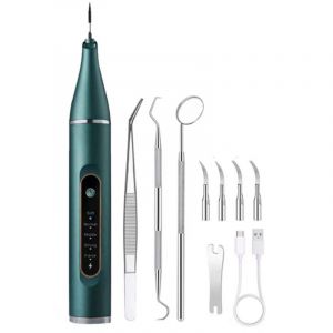 D&eacute;tartreur dentaire ultrason pour animaux - Kit nettoyage dents chiens/chats - Vert - Soin v&eacute;t&eacute;rinaire