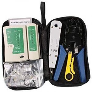 Testeur de c&acirc;ble Ethernet r&eacute;seau RJ45 Kit RJ11 Cat5 Cat6 D&eacute;tecteur de ligne de fil 8PCS Crystal Head Tools