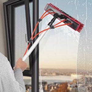Gojoy - Brosses de nettoyage portables - Brosses à verre - Outils de nettoyage des vitres - Perche télescopique portable de 8 m - Panneau solaire