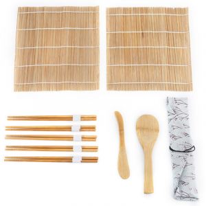 Kit De Fabrication De Sushis Sushi Maker Kit Froulettes pour Sushi apporter un sac en tissu, 2 x Tapis, 1 pagaie de Riz, 1 x &eacute;pandeur de Riz, 4