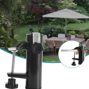 Porte-parapluie de terrasse r&eacute;glable, porte-parapluie avec vis de verrouillage, support de balustrade, adapt&eacute; &agrave; diff&eacute;rentes tailles de poteaux et de