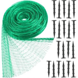 Filet Anti Oiseaux 4m x 6m Filet de Protection avec 20 Clous de Fixation en Plastique Filet pour Jardin Filet de Volière en Maille