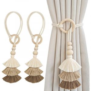 Lot de 2 Embrasse pour Rideaux, Embrasses de Rideaux Boh&egrave;me, Frange Triangulaire Embrasse Rideau, Modes Embrasses &agrave; Rideaux, Attache Rideau pour