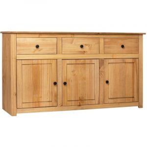 Buffet bahut commode armoire meuble de rangement organisateur cuisine salle de séjour salon 135 x 40 x 80 cm Pin solide Assortiment Panama marron