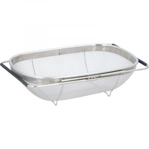 36 x 24 x 11 cm Passoire extensible en acier inoxydable pour &eacute;vier avec poign&eacute;es Passoire d'&eacute;vier de cuisine Passoire &agrave; p&acirc;tes