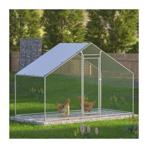Neche - Enclos Poulailler 4.5 m² avec Toit Imperméable, Acier Galvanisé,Anti UV,Parc Grillagé 3x1.5x2m pour poules,lapins et autres petits animaux