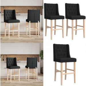 Chaises de bar lot de 2 bois massif d'hévéa et tissu - Chaise De Bar - Tabouret De Bar - Meubles De Salle à Manger - Décoration Intérieure - Design